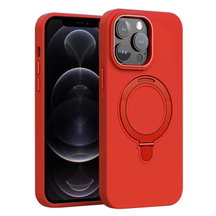 Liquid Silicone MagSafe Metal Ring Holder Phone Case, For iPhone 12 Pro Max, For iPhone 12 Pro