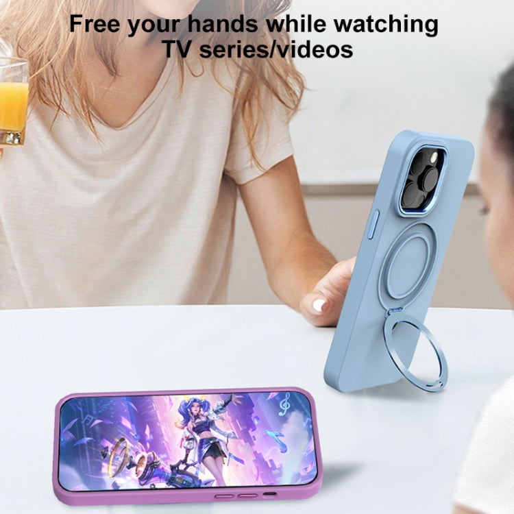 Liquid Silicone MagSafe Metal Ring Holder Phone Case, For iPhone 15, For iPhone 14 Plus, For iPhone 14