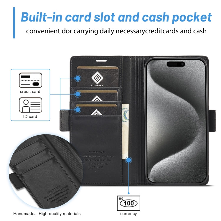 LC.IMEEKE Skin-friendly Card Slots Leather Phone Case, For iPhone 16 Pro Max, For iPhone 16 Pro