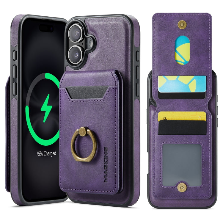 MAGKING K1 MagSafe Detachable Wallet RFID Back Cover Phone Case, For iPhone 16e, For iPhone 16 Pro Max, For iPhone 16 Pro, For iPhone 16 Plus