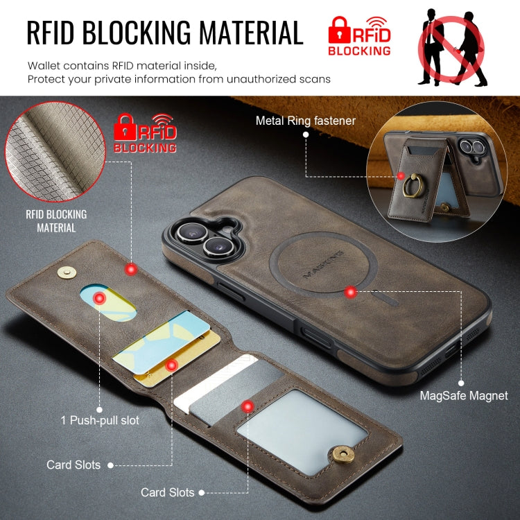 MAGKING K1 MagSafe Detachable Wallet RFID Back Cover Phone Case, For iPhone 16, For iPhone 15 Pro Max, For iPhone 15 Pro, For iPhone 15 Plus