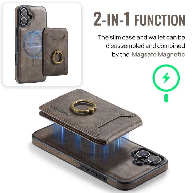 MAGKING K1 MagSafe Detachable Wallet RFID Back Cover Phone Case, For iPhone 16, For iPhone 15 Pro Max, For iPhone 15 Pro, For iPhone 15 Plus
