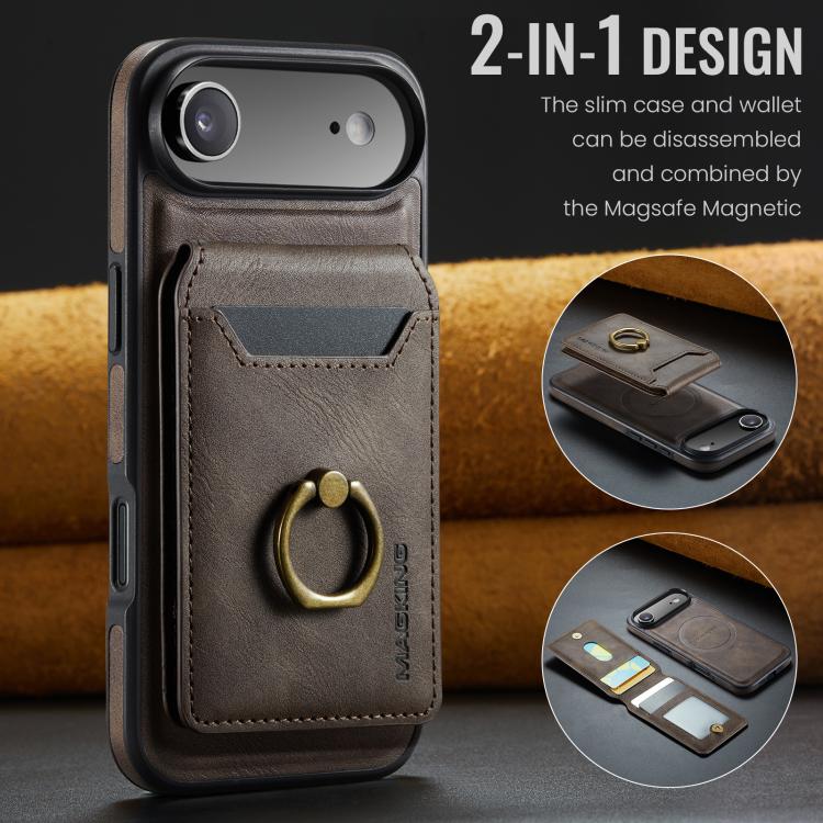 MAGKING K1 MagSafe Detachable Wallet RFID Back Cover Phone Case, For iPhone 16e, For iPhone 16 Pro Max, For iPhone 16 Pro, For iPhone 16 Plus