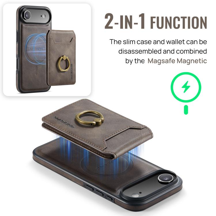 MAGKING K1 MagSafe Detachable Wallet RFID Back Cover Phone Case, For iPhone 16e, For iPhone 16 Pro Max, For iPhone 16 Pro, For iPhone 16 Plus