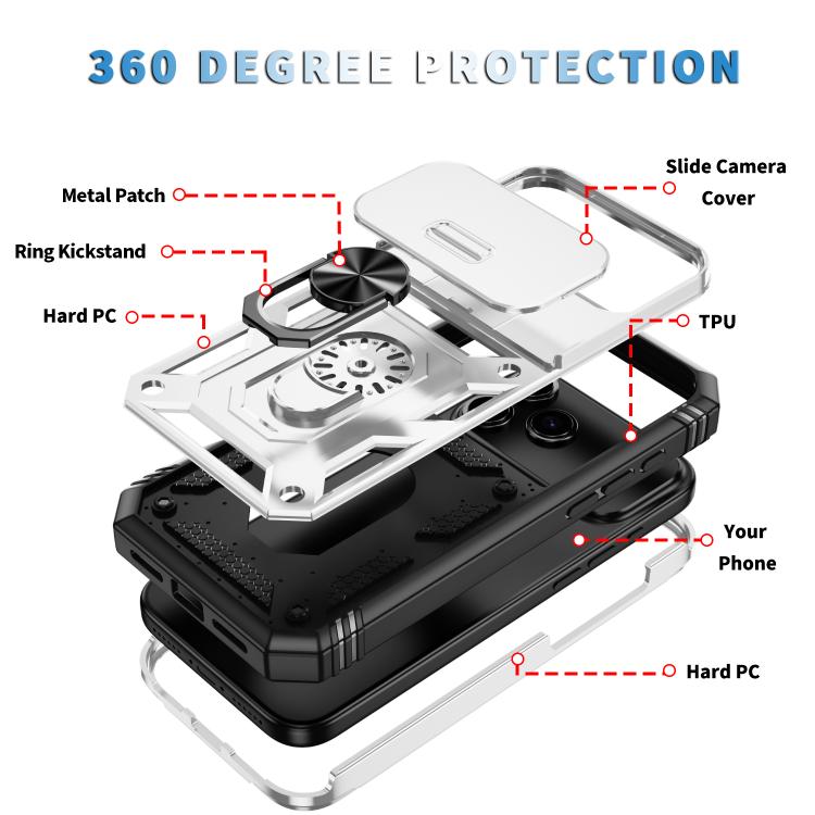 Sliding Camshield TPU + PC Phone Case with Holder, For iPhone 17e / 16e, For iPhone 17 Pro Max, For iPhone 17 Pro