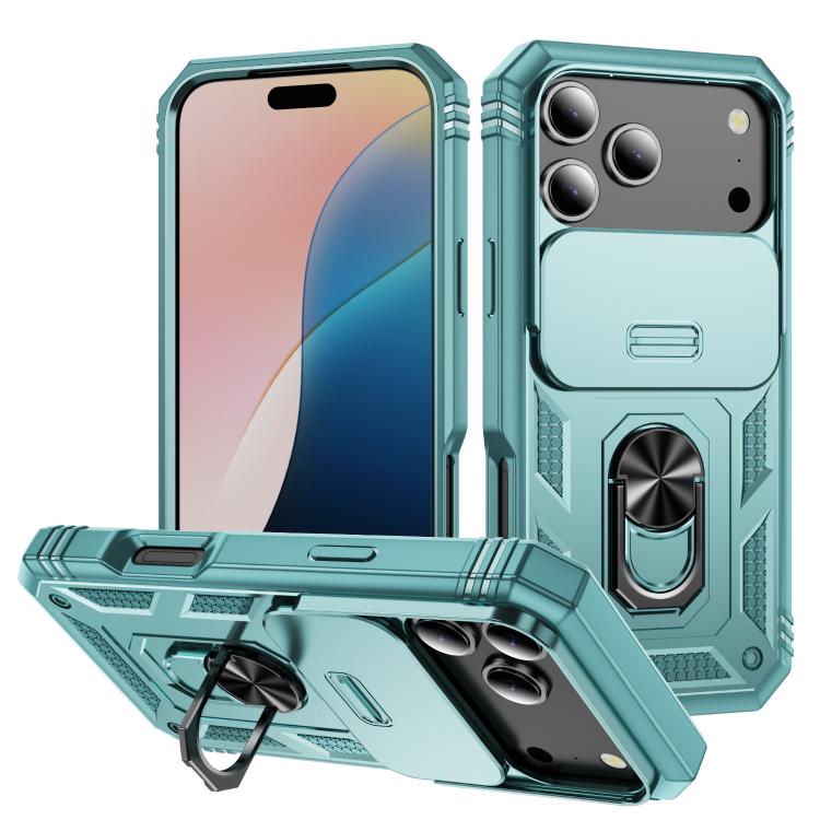 Sliding Camshield TPU + PC Phone Case with Holder, For iPhone 17e / 16e, For iPhone 17 Pro Max, For iPhone 17 Pro