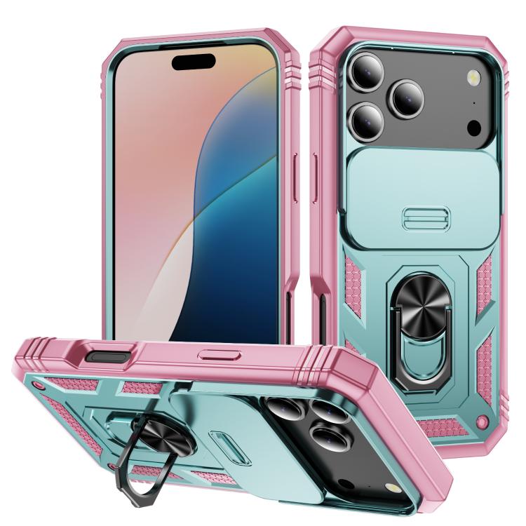 Sliding Camshield TPU + PC Phone Case with Holder, For iPhone 17e / 16e, For iPhone 17 Pro Max, For iPhone 17 Pro