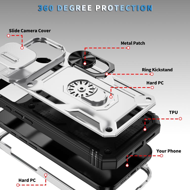 Sliding Camshield TPU + PC Phone Case with Holder, For iPhone 17, For iPhone 17 Air, For iPhone 16 Pro Max