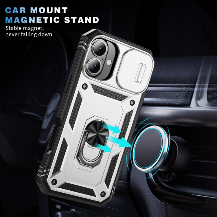Sliding Camshield TPU + PC Phone Case with Holder, For iPhone 17, For iPhone 17 Air, For iPhone 16 Pro Max