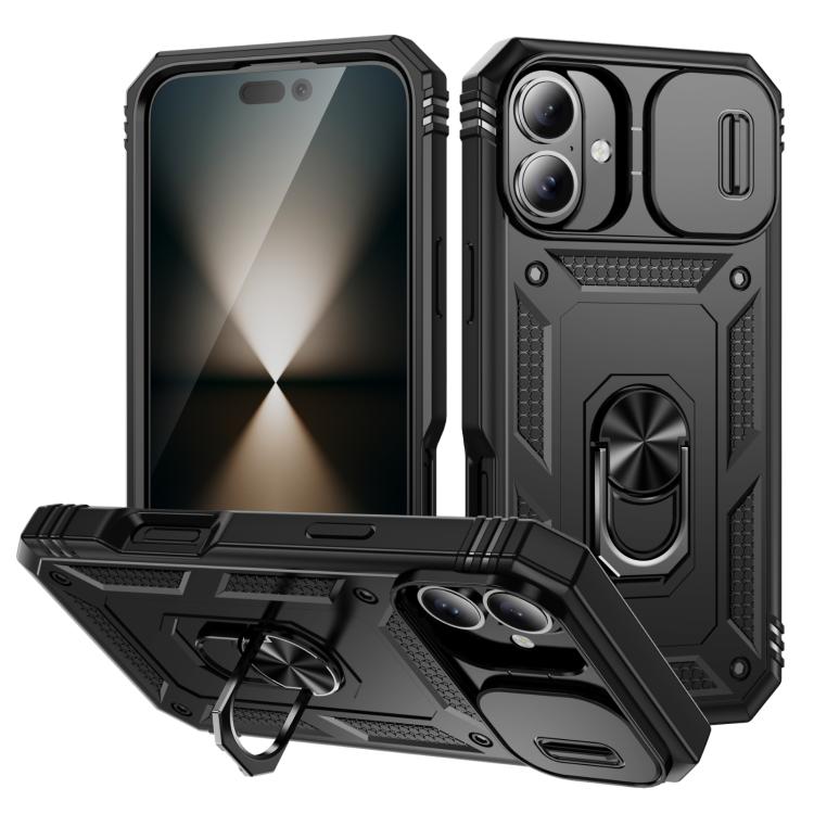 Sliding Camshield TPU + PC Phone Case with Holder, For iPhone 17, For iPhone 17 Air, For iPhone 16 Pro Max