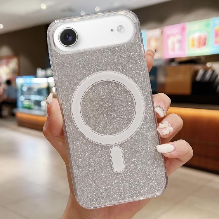 Acrylic Transparent Glitter MagSafe Phone Case, For iPhone Air, For iPhone 16e, For iPhone 16 Pro Max