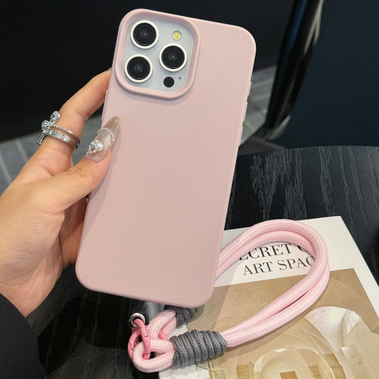 Leather Texture TPU Full Coverage Phone Case with Lanyard, For iPhone 16 Pro Max, For iPhone 16 Pro, For iPhone 16 Plus, For iPhone 16, For iPhone 15 Pro Max, For iPhone 15 Pro, For iPhone 15 Plus