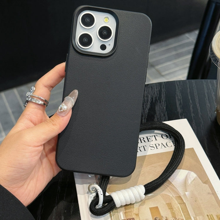 Leather Texture TPU Full Coverage Phone Case with Lanyard, For iPhone 16 Pro Max, For iPhone 16 Pro, For iPhone 16 Plus, For iPhone 16, For iPhone 15 Pro Max, For iPhone 15 Pro, For iPhone 15 Plus