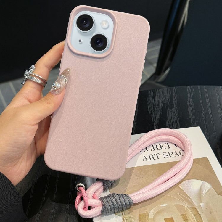 Leather Texture TPU Full Coverage Phone Case with Lanyard, For iPhone 16 Pro Max, For iPhone 16 Pro, For iPhone 16 Plus, For iPhone 16, For iPhone 15 Pro Max, For iPhone 15 Pro, For iPhone 15 Plus