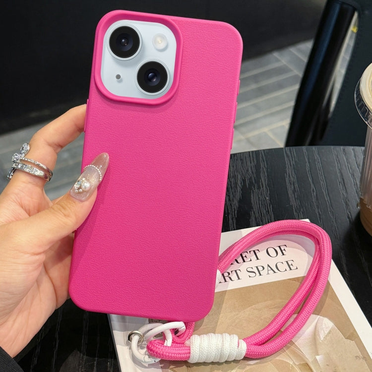 Leather Texture TPU Full Coverage Phone Case with Lanyard, For iPhone 15, For iPhone 14 Plus, For iPhone 14, For iPhone 14 Pro