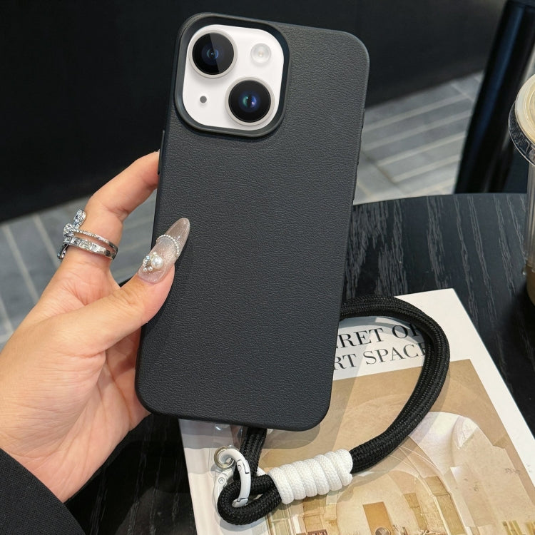 Leather Texture TPU Full Coverage Phone Case with Lanyard, For iPhone 15, For iPhone 14 Plus, For iPhone 14, For iPhone 14 Pro