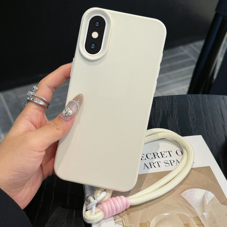 Leather Texture TPU Full Coverage Phone Case with Lanyard, For iPhone 11, For iPhone 11 Pro, For iPhone X / XS, For iPhone XR
