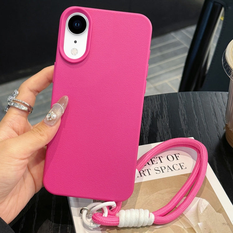 Leather Texture TPU Full Coverage Phone Case with Lanyard, For iPhone 11, For iPhone 11 Pro, For iPhone X / XS, For iPhone XR