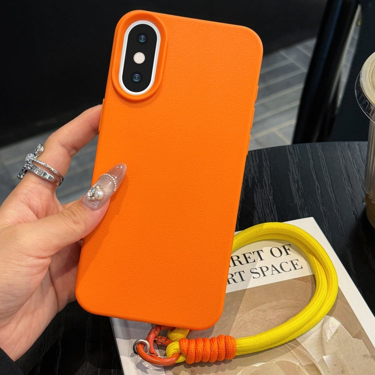 Leather Texture TPU Full Coverage Phone Case with Lanyard, For iPhone XS Max