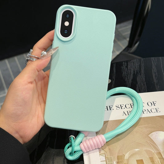 Leather Texture TPU Full Coverage Phone Case with Lanyard, For iPhone XS Max