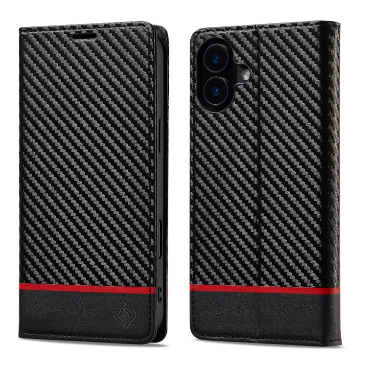 LC.IMEEKE Carbon Fiber Leather Phone Case, For iPhone 17 Pro Max, For iPhone 17 Pro, For iPhone 17, For iPhone 17 Air, For iPhone 16e, For iPhone 16 Pro Max, For iPhone 16 Pro, For iPhone 16 Plus, For iPhone 16
