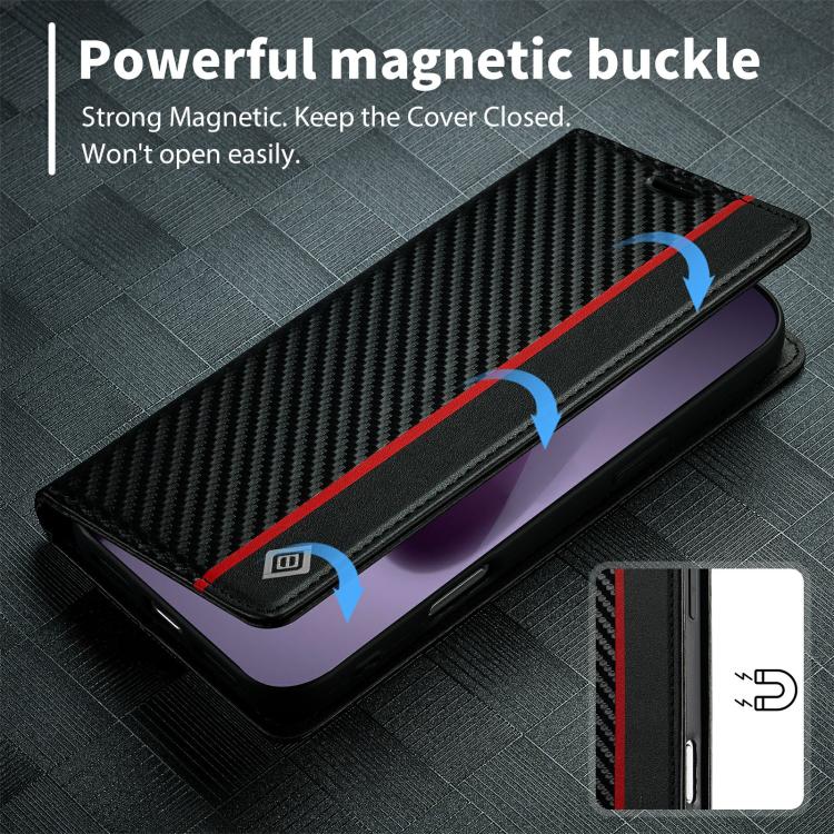 LC.IMEEKE Carbon Fiber Leather Phone Case, For iPhone 17 Pro Max, For iPhone 17 Pro, For iPhone 17, For iPhone 17 Air, For iPhone 16e, For iPhone 16 Pro Max, For iPhone 16 Pro, For iPhone 16 Plus, For iPhone 16