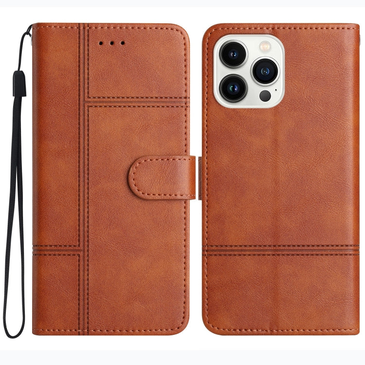 Cowhide Texture Stitching Leather Phone Case, For iPhone 16 Pro Max, For iPhone 16 Pro, For iPhone 16 Plus, For iPhone 16