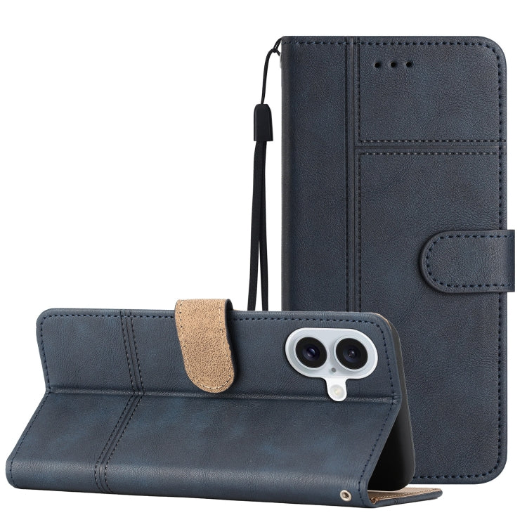 Cowhide Texture Stitching Leather Phone Case, For iPhone 16 Pro Max, For iPhone 16 Pro, For iPhone 16 Plus, For iPhone 16