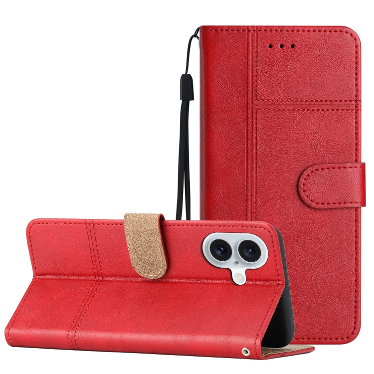 Cowhide Texture Stitching Leather Phone Case, For iPhone 16 Pro Max, For iPhone 16 Pro, For iPhone 16 Plus, For iPhone 16