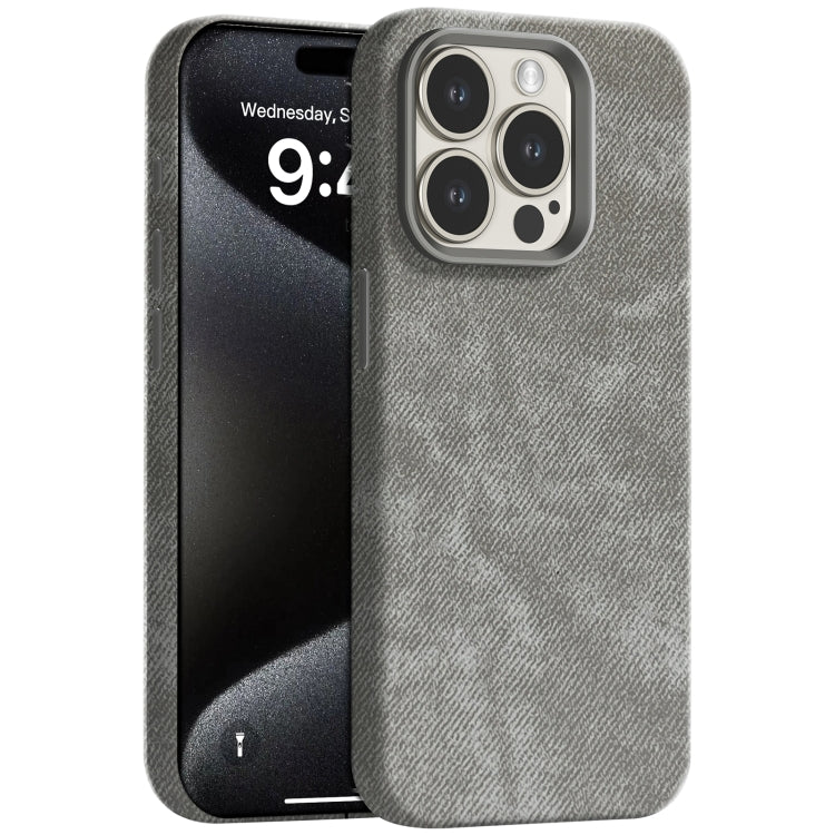 Skin Feel Denim Leather MagSafe Phone Case, For iPhone 15 Pro Max, For iPhone 15 Pro
