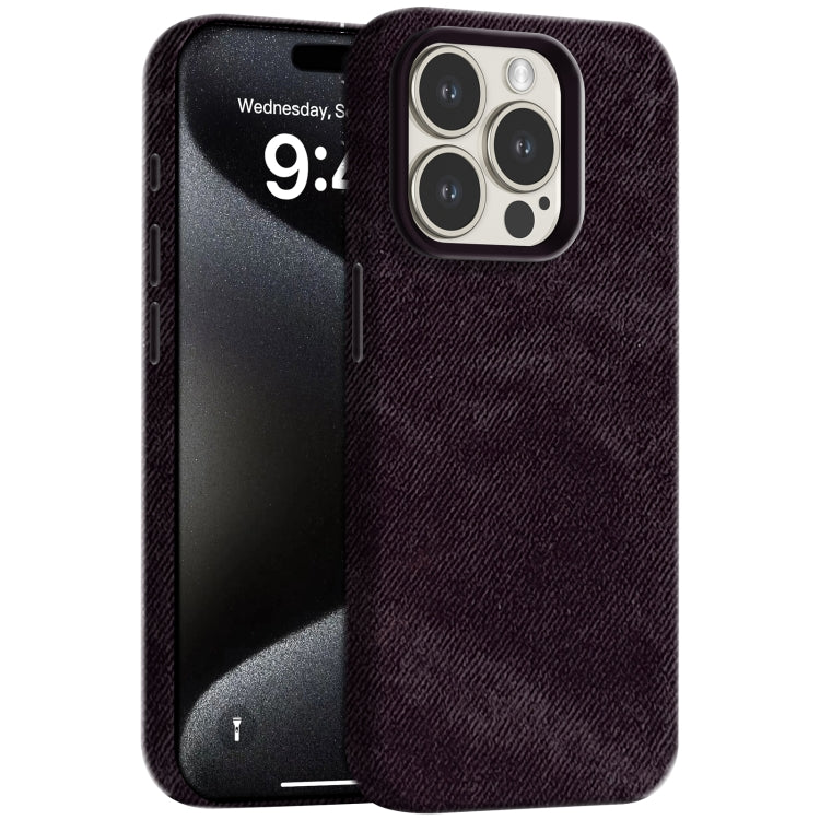 Skin Feel Denim Leather MagSafe Phone Case, For iPhone 15 Pro Max, For iPhone 15 Pro
