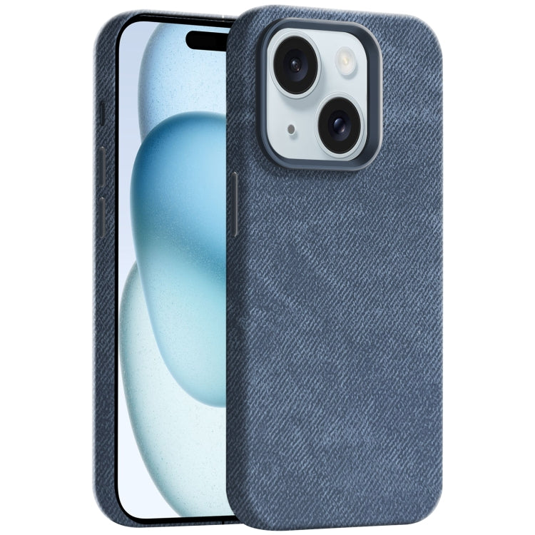 Skin Feel Denim Leather MagSafe Phone Case, For iPhone 15, For iPhone 14