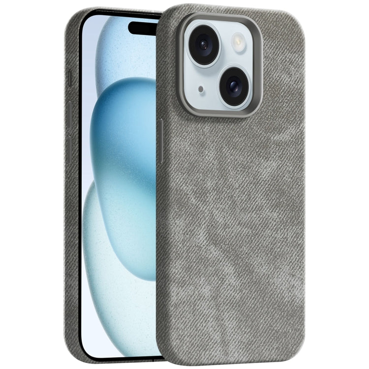 Skin Feel Denim Leather MagSafe Phone Case, For iPhone 15, For iPhone 14