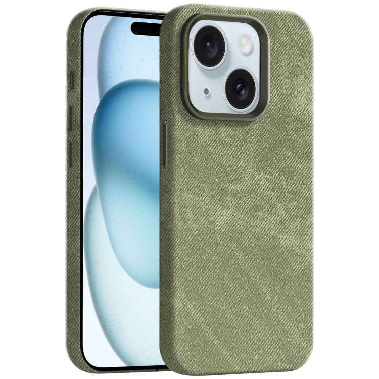 Skin Feel Denim Leather MagSafe Phone Case, For iPhone 15, For iPhone 14