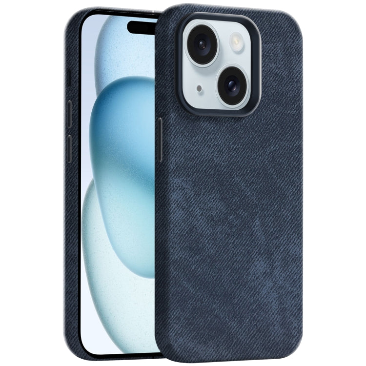 Skin Feel Denim Leather MagSafe Phone Case, For iPhone 15, For iPhone 14