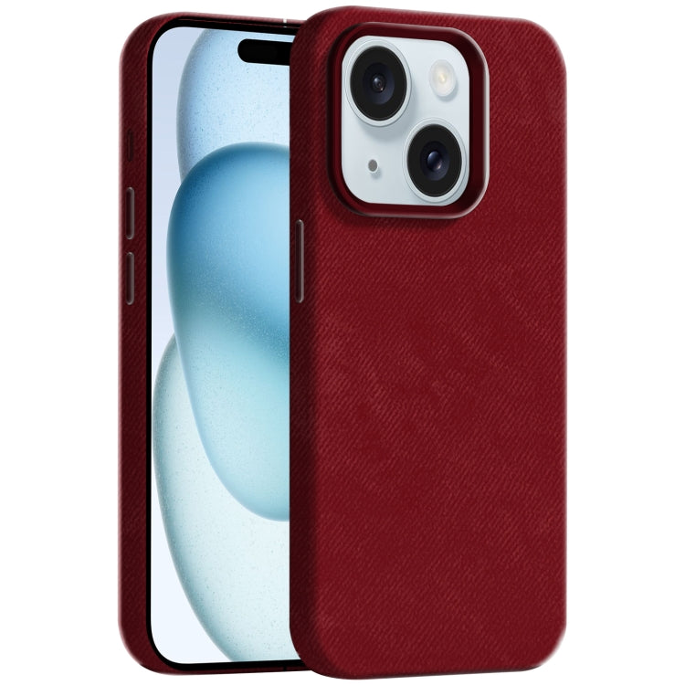 Skin Feel Denim Leather MagSafe Phone Case, For iPhone 15, For iPhone 14