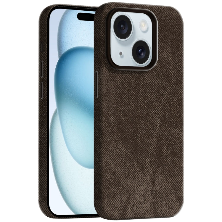 Skin Feel Denim Leather MagSafe Phone Case, For iPhone 15, For iPhone 14