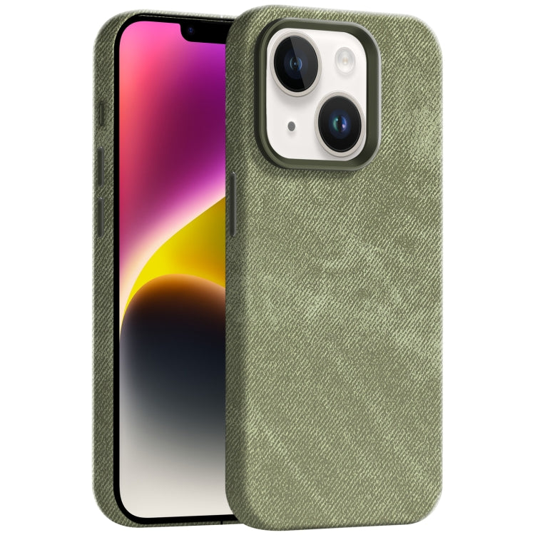 Skin Feel Denim Leather MagSafe Phone Case, For iPhone 15, For iPhone 14