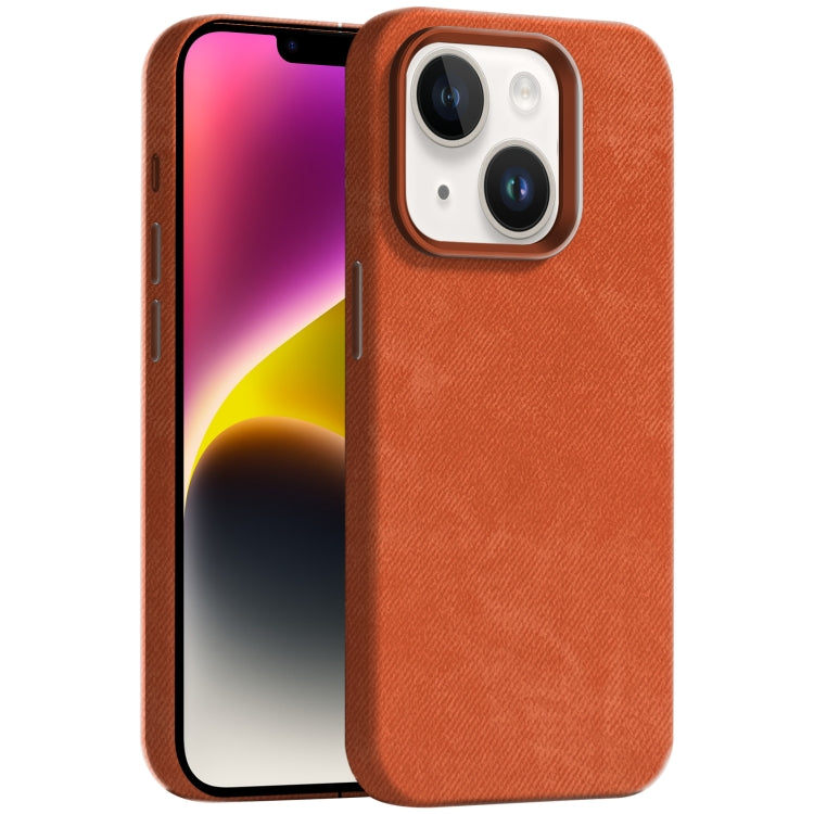 Skin Feel Denim Leather MagSafe Phone Case, For iPhone 15, For iPhone 14