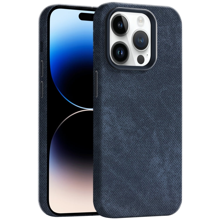 Skin Feel Denim Leather MagSafe Phone Case, For iPhone 14 Pro, For iPhone 14 Pro Max