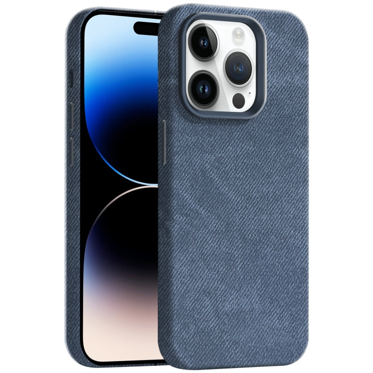 Skin Feel Denim Leather MagSafe Phone Case, For iPhone 14 Pro, For iPhone 14 Pro Max