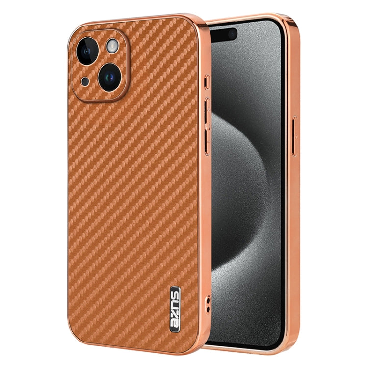 AZNS Electroplated Edge Carbon Fiber Texture Phone Case, For iPhone 14 Pro Max, For iPhone 13 Pro Max, For iPhone 13 Pro, For iPhone 13, For iPhone 12, For iPhone 12 Pro Max