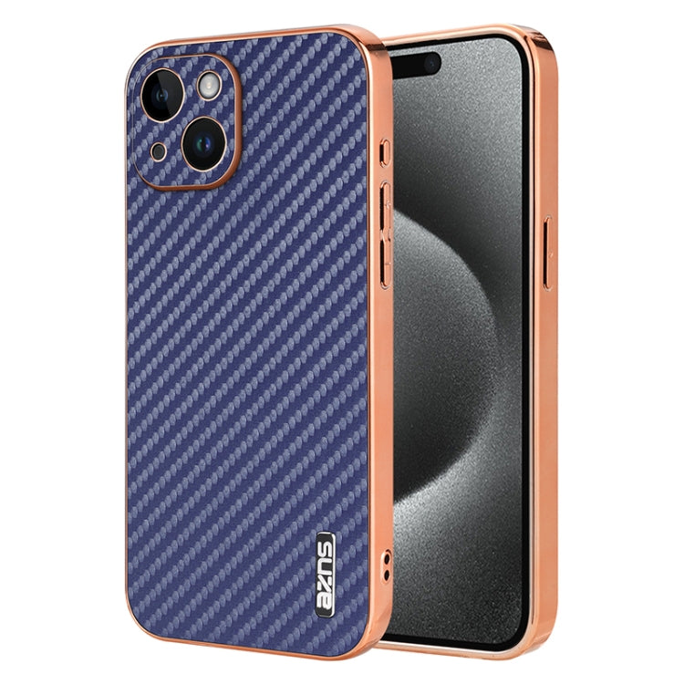 AZNS Electroplated Edge Carbon Fiber Texture Phone Case, For iPhone 14 Pro Max, For iPhone 13 Pro Max, For iPhone 13 Pro, For iPhone 13, For iPhone 12, For iPhone 12 Pro Max