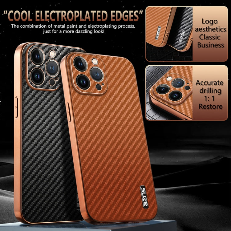 AZNS Electroplated Edge Carbon Fiber Texture Phone Case