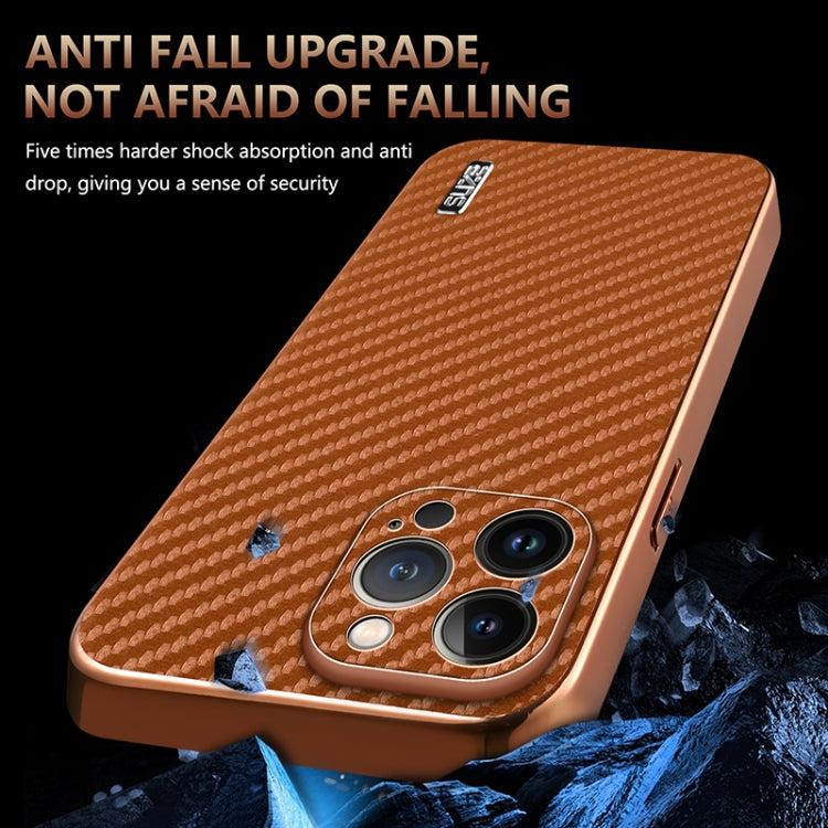 AZNS Electroplated Edge Carbon Fiber Texture Phone Case