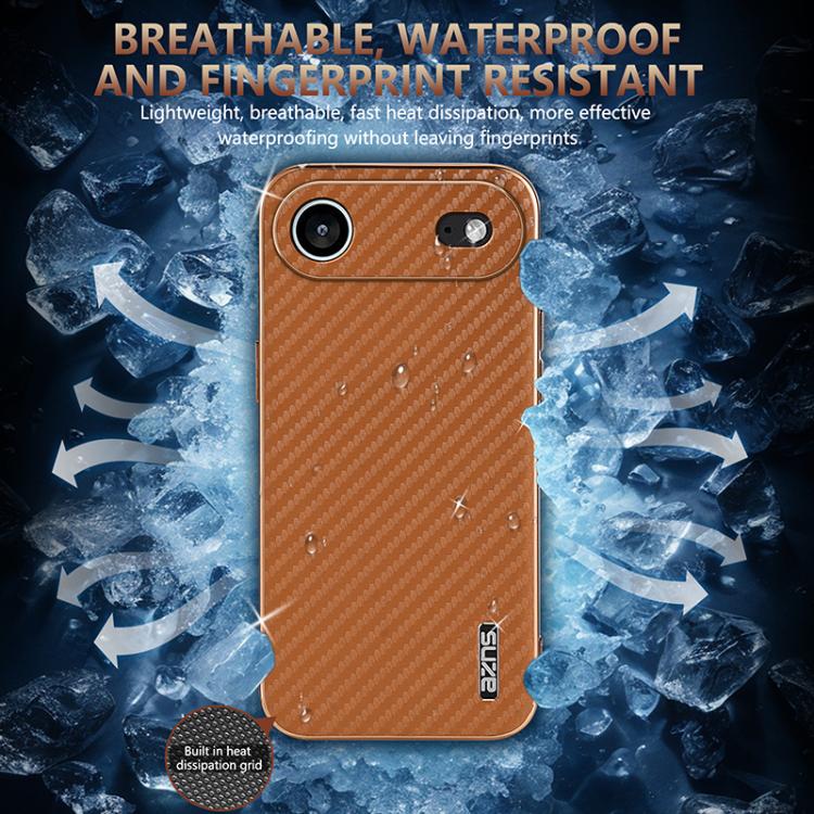 AZNS Electroplated Edge Carbon Fiber Texture Phone Case, For iPhone 15 Pro, For iPhone 15 Plus, For iPhone 15, For iPhone 14 Plus, For iPhone 14, For iPhone 14 Pro