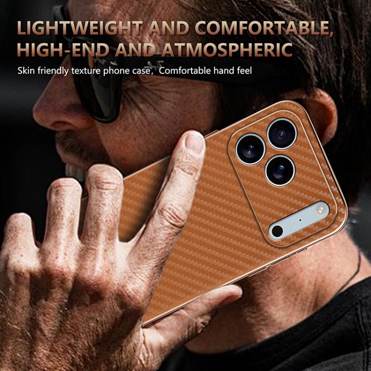 AZNS Electroplated Edge Carbon Fiber Texture Phone Case, For iPhone 16e, For iPhone 16 Pro Max, For iPhone 16 Pro, For iPhone 16 Plus, For iPhone 16, For iPhone 15 Pro Max