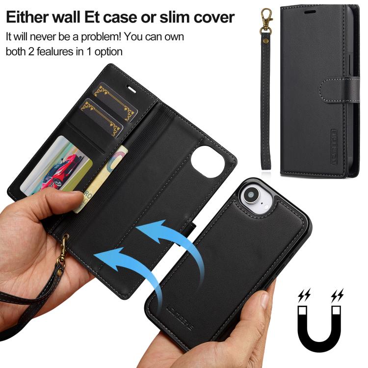 LC.IMEEKE L2 Series Detachable Magsafe PU Phone Case with Lanyard, For iPhone 17 Pro Max, For iPhone 17 Pro, For iPhone Air, For iPhone 16e