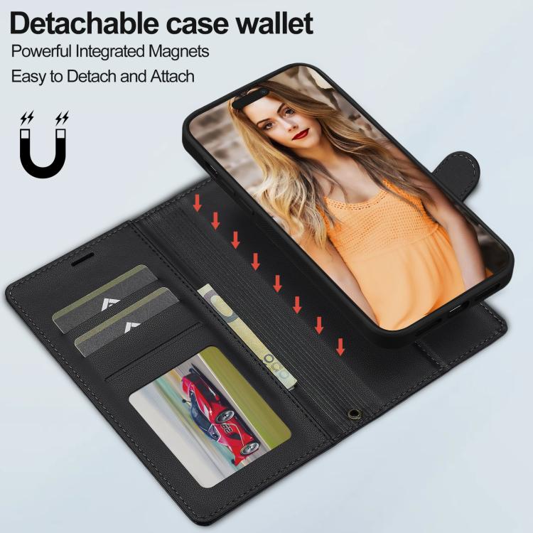 LC.IMEEKE L2 Series Detachable Magsafe PU Phone Case with Lanyard, For iPhone 15 Pro Max, For iPhone 15 Pro, For iPhone 15 Plus, For iPhone 15