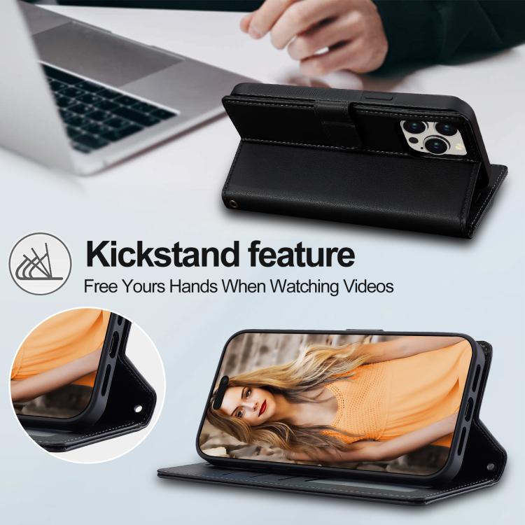 LC.IMEEKE L2 Series Detachable Magsafe PU Phone Case with Lanyard, For iPhone 15 Pro Max, For iPhone 15 Pro, For iPhone 15 Plus, For iPhone 15